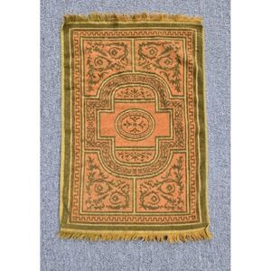 Vintage Stevens Utica Hand Towel Fringe Orange/ Brown Retro MCM